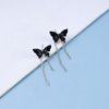 Sttiafay Punk Black Butterfly Drop Earrings Acrylic Butterfly Tassel Chain Earrings Silver Long Butterfly Earrings Black Butterfly Stud Earrings Jewelry for Women and Girls