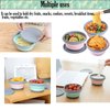 RMAMSCOV Camping Bowl, 3 PCS Food Grade Silicone Collapsible Bowl Lunch Box Salad Bowl with Lid, Expandable Food Storage Containers Set with Free folding tableware and storage bag (Blue)