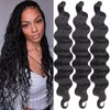 Unionbeauty 24 Inch 3 Pack Body Wave Braiding Hair Black Pre-Feathered Braiding Hair French Curl Crochet Braids Body Wave Crochet Hair for Boho Box Braids Synthetic Hair Extension Crochet Braids (1B#)
