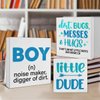 3 Pcs Baby Boy Wood Signs Decor Nursery Baby Boys Wood Block Signs Baby Shower Wooden Box Signs Decorations for Home Tiered Tray Desk Table Shelf
