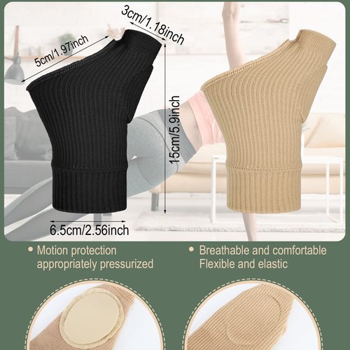 2 Pairs Thumb Compression Arthritis Gloves Wrist Support Brace Wrist Compression Sleeve Lightweight Fingerless Gloves Comfortable and Thumb Sleeves Wrist Wraps for Arthritis Women Men, 5.9 x 2.6 Inch