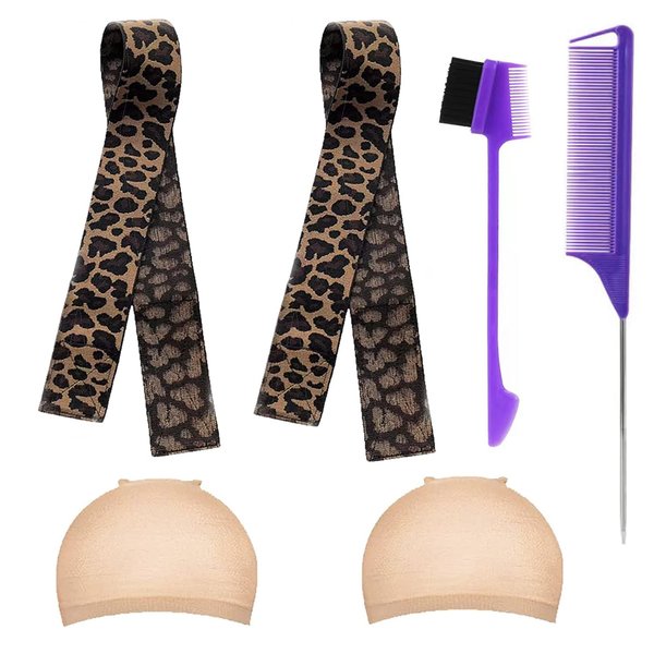 GOLRESOL Elastic Bands For Wigs, Wig Band for Wigs Edges Wrap to Lay Edges, Lace Melting Band for Keeping Wigs in Place, Wig Accessories, Wig Grip Headband to Keep Wig Grip No Slip (Leopard print,
