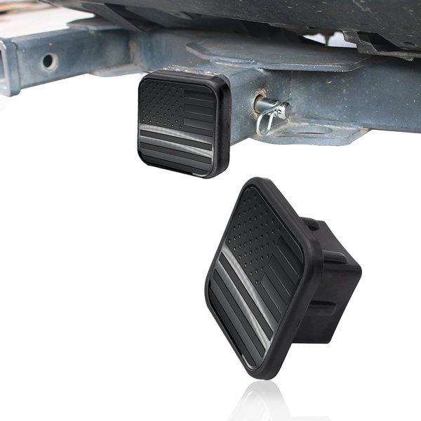 ZBGUN 2 Inch American Flag Trailer Hitch Cover Tow Hitch Covers Plug Cap Rubber Fits，for Toyota Jeep Chevrolet Ford Nissan Dodge Ram Porsche Range Rover Honda Ridgeline 2 Inch Hitch Receivers (Black)
