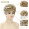 SEVENCOLORS Short Blonde Wigs for White Women Layered Mixed Blonde Pixie Cut Wigs with Bangs Synthetic Short Hair Replacement Wigs