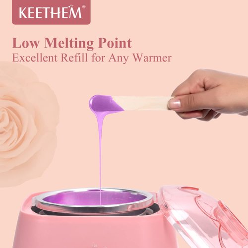 Hard Wax Beads for Hair Removal, 1.1lb/17.6oz Painless Waxing Beads for Sensitive Skin, Full Body Hard Wax Beans with 10 Applicators for Women Men Bikini Brazilian, Armpit,Back and Chest Waxing Violet