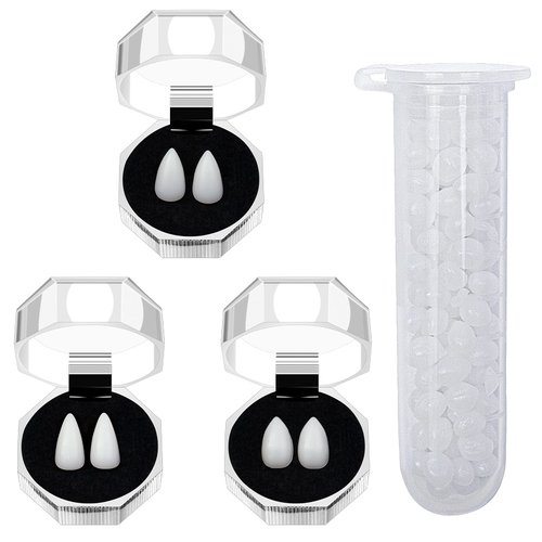 EIRMEON 3 Sizes Vampire Fangs Fake Teeth with Adhesive,Realistic Reusable Vampire Teeth for Halloween Party Cosplay Favors Dress Up Accessories Prop Decoration