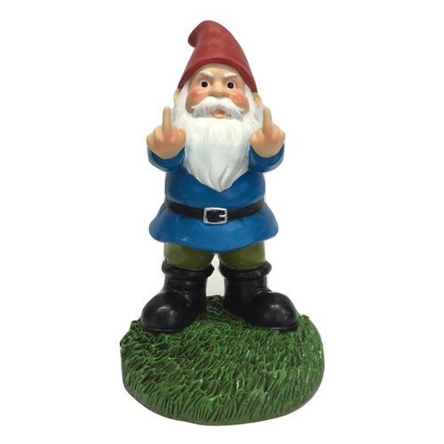 Gnometastic Middle Finger Gnome, 8.45in Tall - The Original Double Bird Garden Gnome Statue - Outdoor Funny Gnome Decoration and Lawn Ornament
