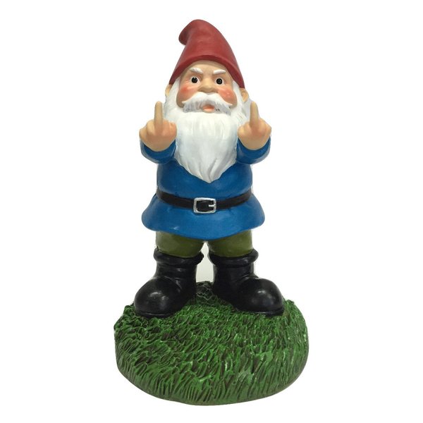 Gnometastic Middle Finger Gnome, 8.45in Tall - The Original Double Bird Garden Gnome Statue - Outdoor Funny Gnome Decoration and Lawn Ornament