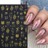 8 Sheets Metallic Sun Star Nail Art Stickers Moon Nail Stickers 3D Self-Adhesive Gold Nail Decals Sun God Asterisk Snake Eyes Nail Design Stickers for Women Acrylic Nails DIY Decoration Supplies