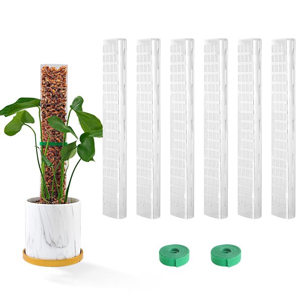 Bluepro 6 Pcs 15 Inch Plastic Moss Pole for Plants Monstera, 6×15'' Plant Poles for Climbing Plants, Plant Support for Indoor Plants Work with Sphagnum Moss