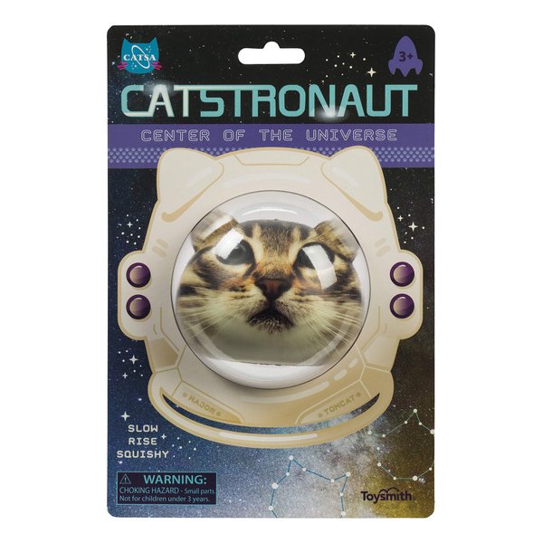 Toysmith Catstronaut Slow-Rise Squishy Ball - Small Outer Space Stress Ball, Cat Astronaut Squishy Toy, Space and Animal Stress Relief Balls