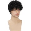 Daiaces Mens Curly Wigs Black Short Wig Synthetic Heat Resistant Costume Wig Mens Daily Cosplay Party Halloween