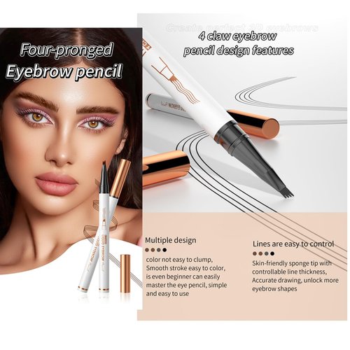 2PCS 2024 New Waterproof Microblading Eyebrow Pen, 3D Microblading Eyebrow Pencil, 4-Tip Microblading Eyebrow Pen, Long-lasting Natural Makeup Fine Stroke Magic Eyebrow Pencil
