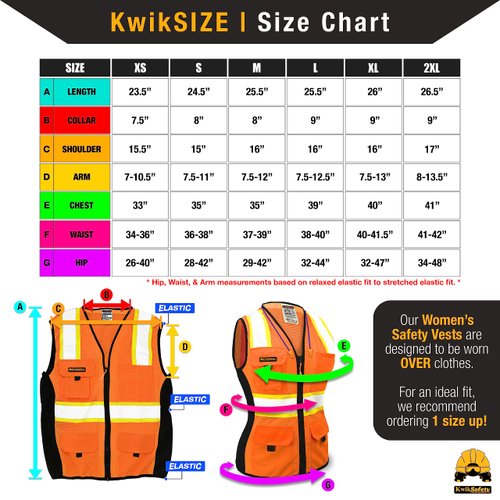 KwikSafety FIRST LADY Safety Vest for Women [SNUG-FIT] 9 Pockets, Class 2 Custom High Visibility Reflective ANSI OSHA Fitted Construction Work PPE/Orange Medium
