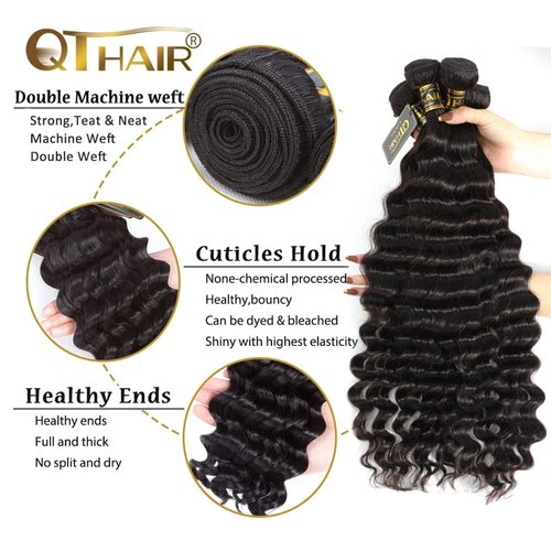 QTHAIR 14a Brazilian Loose Deep Wave Human Hair Wigs Bundles for All Women (14" 16" 18" 20", Hair Bundles)