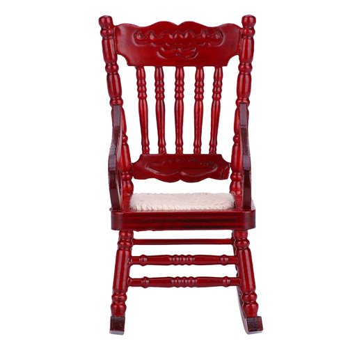1 Pieces Doll House Wooden Chairs 1:12 Christmas Dollhouse Model Chairs Mini Dollhouse Wooden Rocking Chairs for Dollhouse Accessories Furniture Decoration