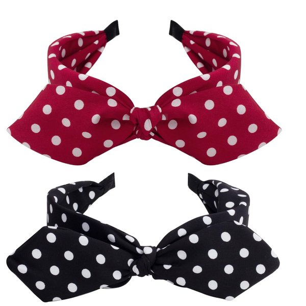 LYroo Cute Headband for Women Girls Wide Headbands Non Slip Dot Bow Hair Bands for Women's Hair Black and Red Head Band Hair Accessories for Women