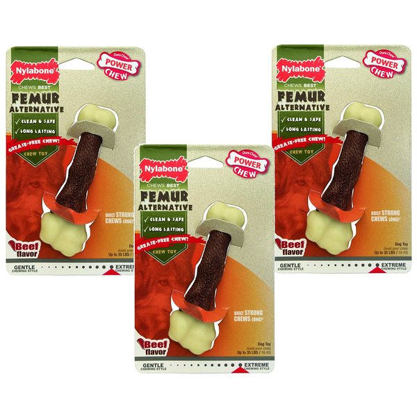 Nylabone 3 Pack of Dura Chew Femur Bone Alternative Flavored Dog Chews - Size Wolf