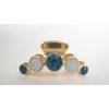 Generic Small gold metal and blue marble hair claw clip