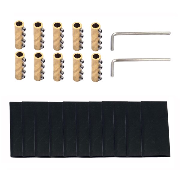 10Pcs 6 Gauge Wire Connectors,Copper 80A 6 AWG Butt Splice Connectors Pressure Free Terminal Blocks with Shrink Tubes and Screws