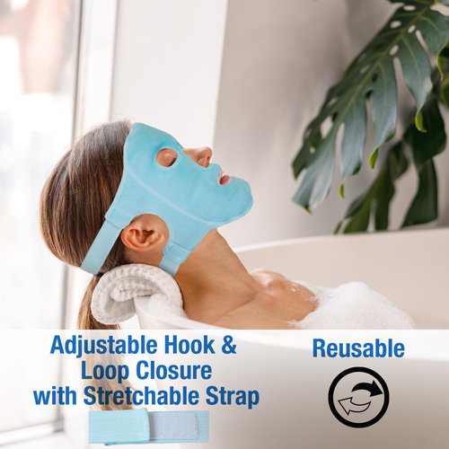 Eurow Luxe Hot & Cold Gel Full Coverage Face Mask with Two Adjustable Straps, Blue