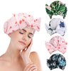 YAJCAJO Shower Cap, Cotton Lining, Keeps Hair Dry, 4 Pieces Waterproof Shower Cap, Reusable Bath Shower Caps for Women Long Hair