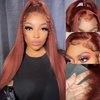 Reddish Brown Lace Front Wigs Human Hair Straight 13x6 HD Lace Front Wigs Human Hair Pre Plucked 13x6 frontal Wig Copper Human Hair Wigs with Baby Hair 12A Auburn Wig for Women 180% Density 28 Inch
