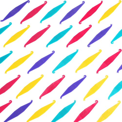 50 Pieces Elastic Placers for Braces Elastic Rubber Bands Placers Disposable Plastic Braces Rubber Band Tool Bands, Multicolored