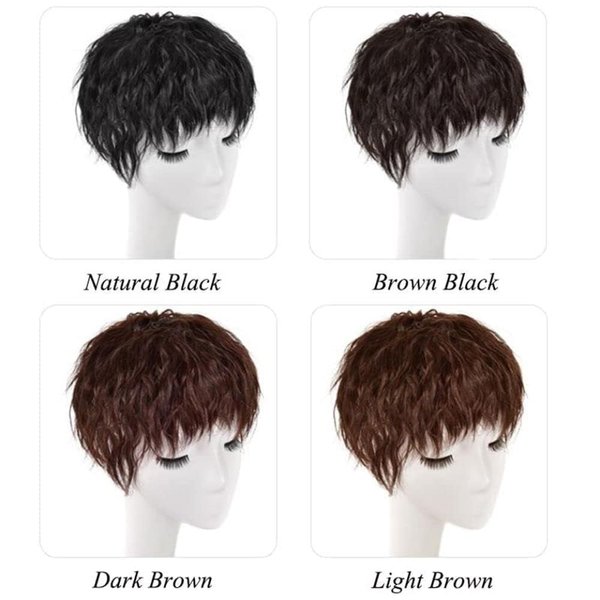 Galepromot Light Brown Wig Pieces for Top of Head, Curly Hair Topper Replacement Fluffy Hairpiece Seamless Clip in Top Wiglet for Women Thin Hair Hairpieces,Hair Accessories