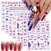 8 Sheets Independence Day Nail Stickers 4th of July Nail Art Stickers 3D Self-Adhesive American Flag Nail Design Decals American Flag Nail Decals for Patriotic Women DIY Nail Decoration