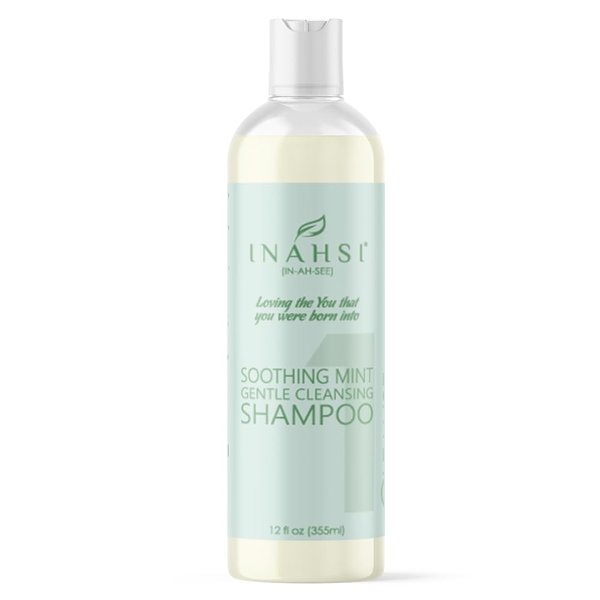 INAHSI Soothing Mint Gentle Cleansing Shampoo | Hair Shampoo for Men, Women, or Kids with Curly Hair | Hair Products for Naturally Curly Hair 12 oz | Made in the USA