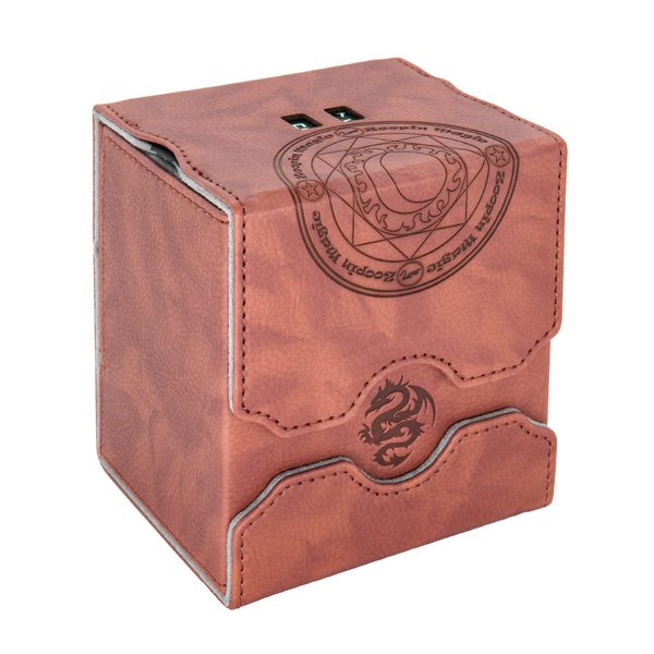 Zoopin Leather Deck Box with Built-in Spinning Life Counter, Brown for MTG,Yugioh,Pokeman,TES Legacy,Munchkins CCG Decks and Also Small Tokens or Dice- Hold 100 Sleeved Cards or 150 Naked Cards …