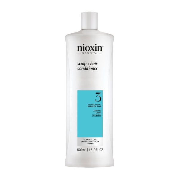 Nioxin System 3 Scalp + Hair Conditioner |For Colored or Damaged Hair with Light Thinning| With Niacinamide and Biotin | 16.9 Fl Oz