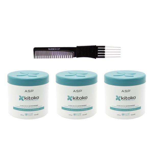 yper Asp Kitoko Hydro-Revive Active Masque (15 oz) with Teasing Comb Pack 3