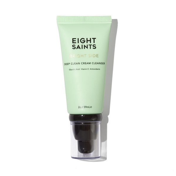 Eight Saints Bright Side Cream Facial Cleanser, Moisturizing Non-Foaming Daily Face Wash, Natural and Organic, Gentle and Effective Facial Cleanser, Makeup Remover, Nourishing and Hydrating, 2 Ounces