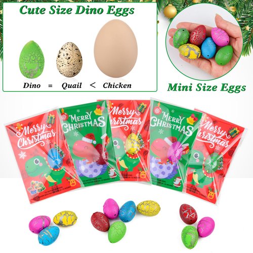 ANPHILE Christmas Hatching Dinosaur Eggs, Christmas Goodie Bag Fillers in Bulk Christmas Party Supplies Favors, Christmas Gifts for Kids School Classroom