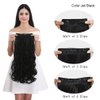 REECHO 24" Curly Wavy 4 Pieces Set Thick Clip in on Hair Extensions Black Brown