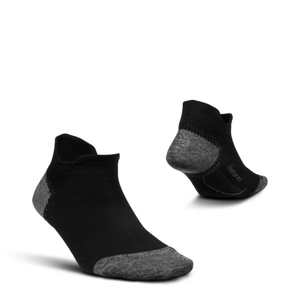 Feetures Plantar Fasciitis Relief Sock Ultra Light No Show Tab- Compression Sock for Men & Women- Medium, Black