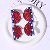 Vsdski 2pcs 4th of July Bow Hair Clips Independence Day Hair Accessories for Girls USA Flag Hair Bows Clips Red Blue White Glitter Bowknot Barrettes Alligator Clip Patriotic Holiday Party Outfit Decor