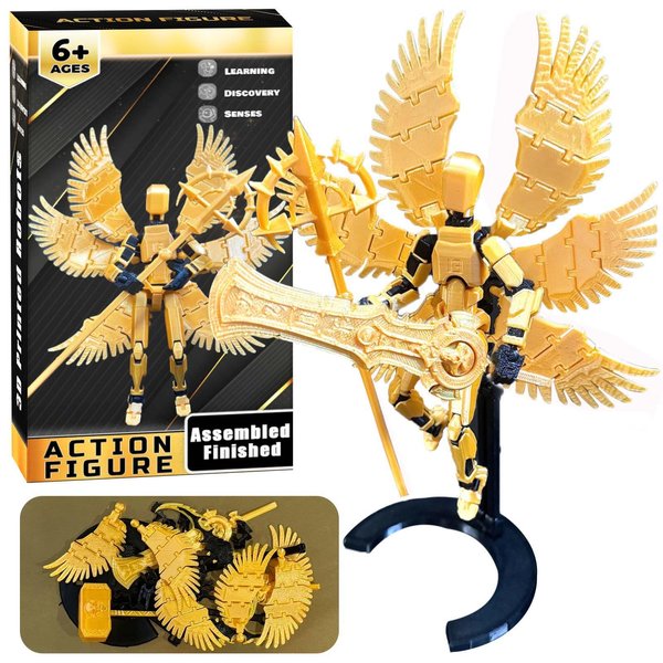 (Assembly Completed) Action Figure Set with Box, 3D Printed 13 Robot Titan 13 Action Figure, Action Figure Already Assembled(Golden Black)