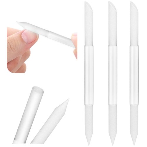WLLHYF 3 Pieces Glass Cuticle Pusher Dual Ended Manicure Stick Cuticle Remover Tool Nail File Cuticles Care (clear)