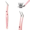 Lash Tweezers for Eyelash Extensions Lash Applicator Tool Lash Cluster Tweezers High Precision Eyelash Tweezers for Lash Extensions Tweezers for DIY Lashes Tweezers Kit Lash Tools (Pink)