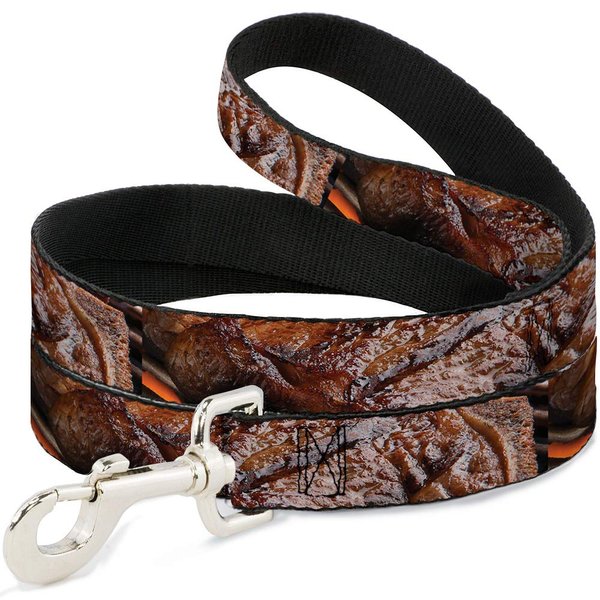 Dog Leash Vivid Grilled Steak 6 Feet Long 1.0 Inch Wide
