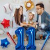 Baseball Balloons 11th Birthday Decorations for Boys, Baseball Party Decoration Baseball Sports Theme Party Supplies, 40 inch Foil Number Balloons Number 11 Balloon Blue Red White Sports Balloon Kits