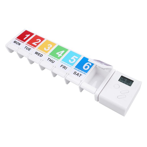 CozyCabin 7 Day Pill Organizer with Reminder Alarm, Portable Weekly Pill Box Organizer Small Medicine Organizer for Vitamins Supplements Fish Oil & Arthritis Friendly