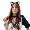 Black Cat Ears Headband Hairband, Cute Animal Ears Headband, Soft Plush Cat Ear Headwear Hair Hoop for Halloween Cosplay Cat Costume Make Up Washing Face