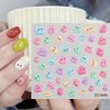 Cute Nail Art Stickers Decals 5D Jelly Beans Nail Decals Embossed Fondant Gum Nail Art Supplies Colorful Line Letter Fried Eggs Design Nail Stickers Self-Adhesive Water Drop Star Nail Art Decals 4PCS