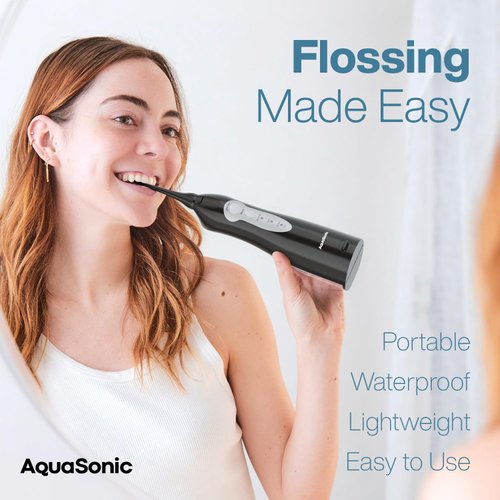Aquasonic Aqua Flosser - Professional Rechargeable Water Flosser with 4 Tips - Oral Irrigator w/ 3 Modes - Portable & Cordless Flosser - Kids and Braces - Dentist Recommended