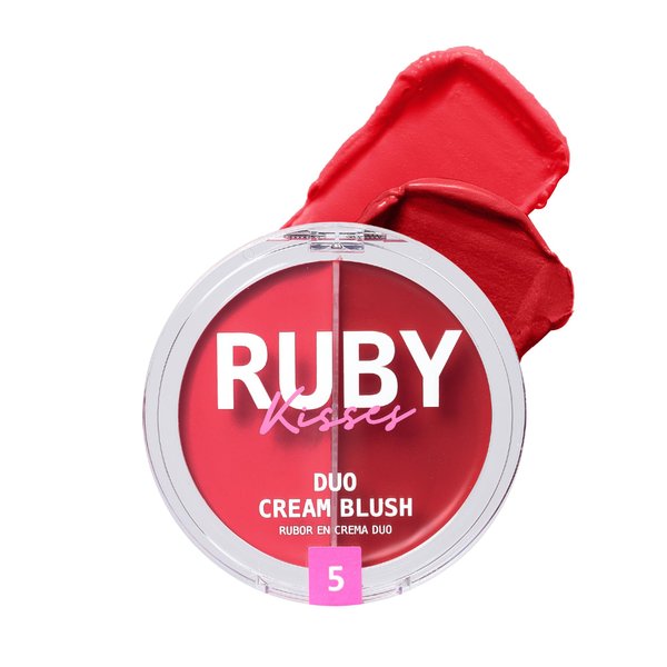 Ruby Kisses Duo Cream Blush, Smooth, Natural-Looking, Long-Lasting Face Makeup Blush for Cheeks, Lips, and Eyes, Buildable and Blendable, Infused with Green Tea, Aloe Vera Extract, and Hyaluronic Acid