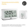 Braun Digital Weather Station Clock with Indoor and Outdoor Temperature and Humidity, Forecast, LCD Display, Quick-Set, Crescendo beep Alarm in White, Model BC13WP.